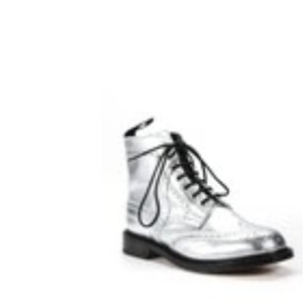 Trickers Womens Wing Tip Metallic Leather Chelsea Boots Silver Size 7